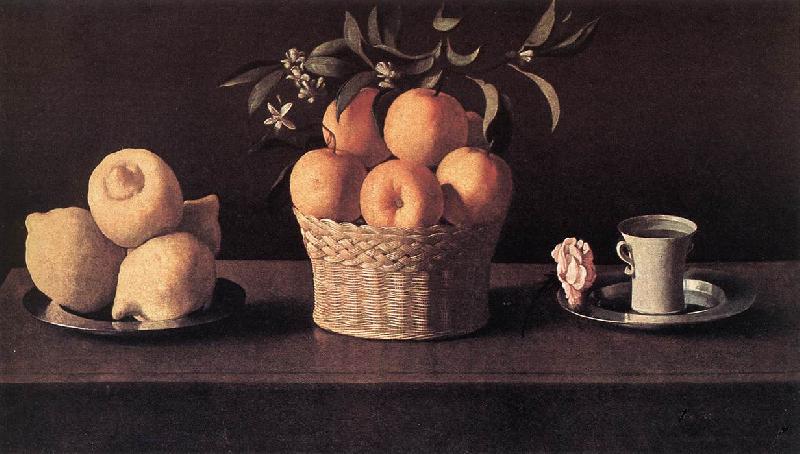 ZURBARAN  Francisco de Still-life with Lemons, Oranges and Rose Sweden oil painting art